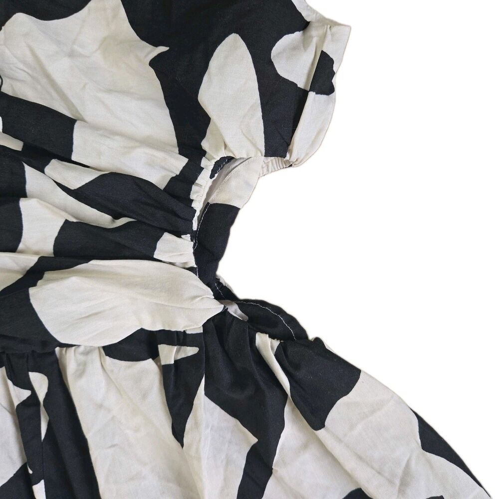Abercrombie Fitch One Shoulder Cutout Maxi Dress Pockets NWOT M Black White - Picture 13 of 16